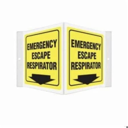 Accuform EMERGENCY ESCAPE RESPIRATOR ARROW, Plastic, 6 in x 8.5 in PSP367